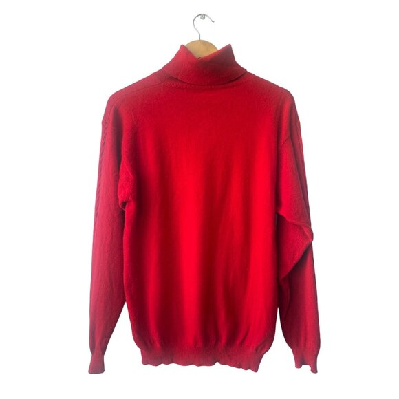 Talbots Red Cashmere Sweater Size M Turtleneck Cable Knit Holiday Quiet Luxury - Picture 4 of 8